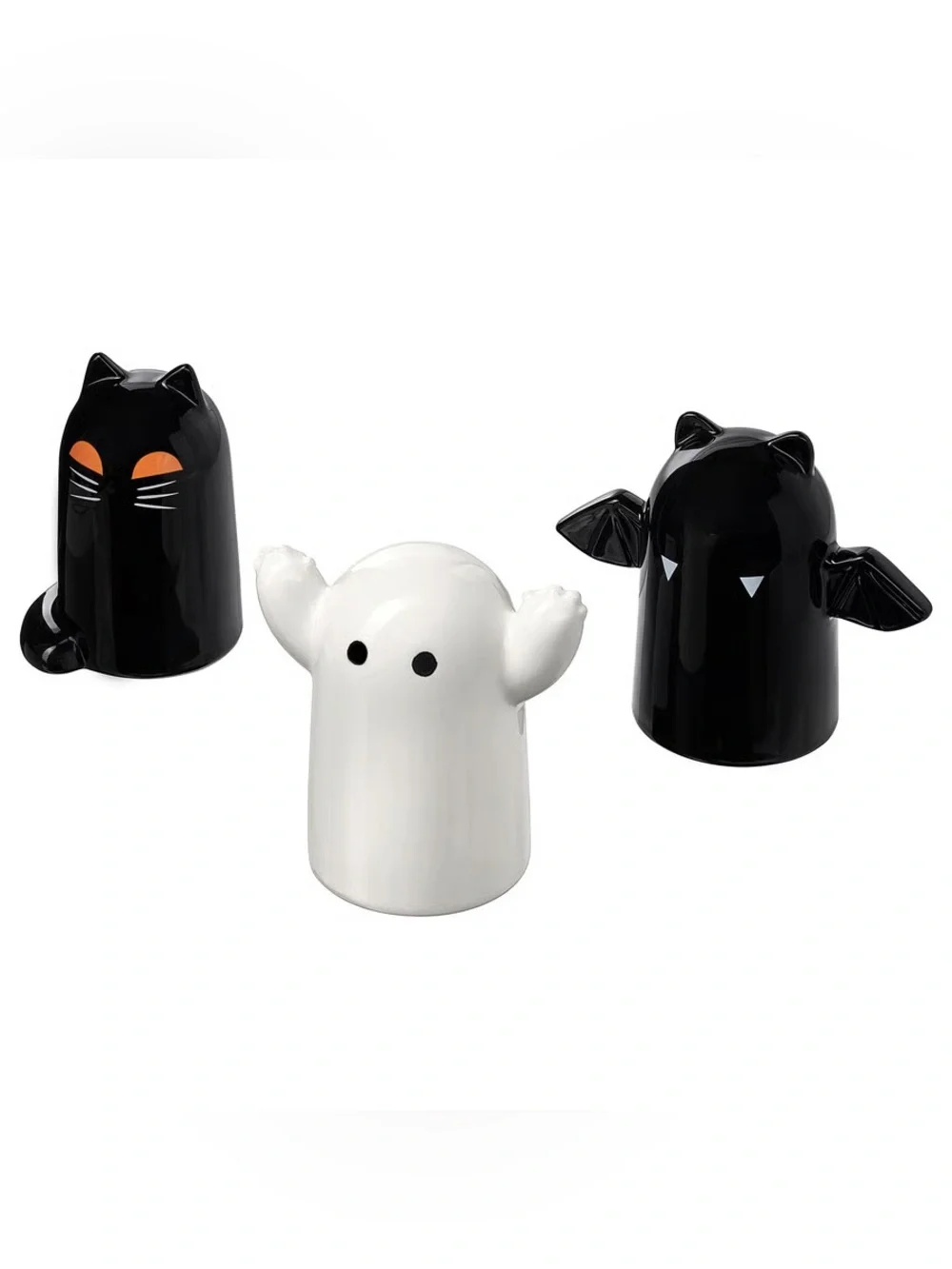 Halloween Cat, Ghost & Bat Set - Black and White
